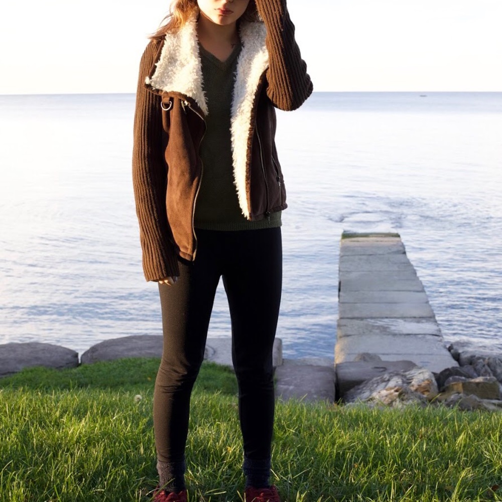 SOFT faux fur brown side zip jacket